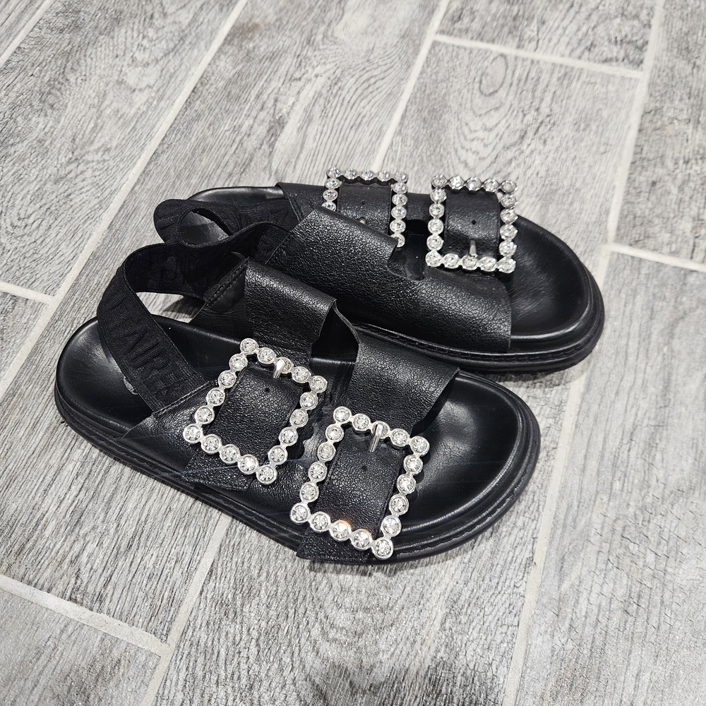 Zadig & Voltaire Black Sandals with Silver Buckles